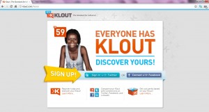 Klout Home Page as on Oct 31st 2011
